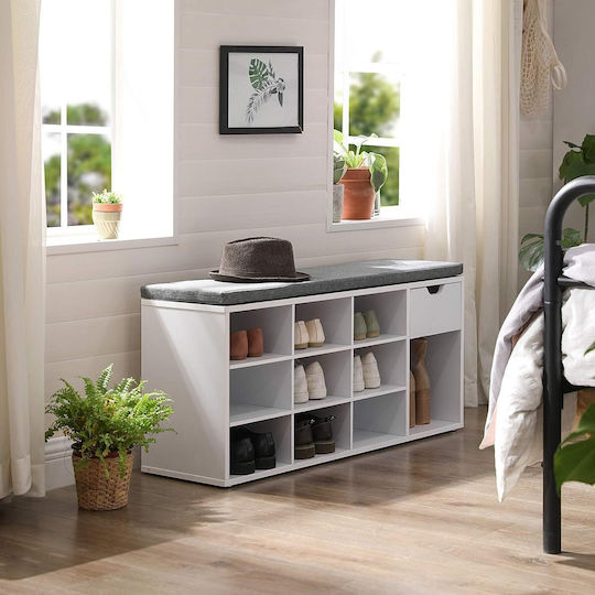 Wooden Shoe Organizer with 3 Shelves White 104x30x48cm
