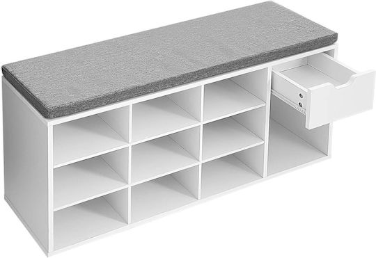 Wooden Shoe Organizer with 3 Shelves White 104x30x48cm