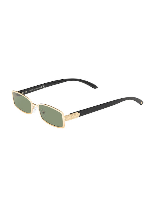 Sunglasses with Gold Metal Frame and Green Lens 01-5681-05