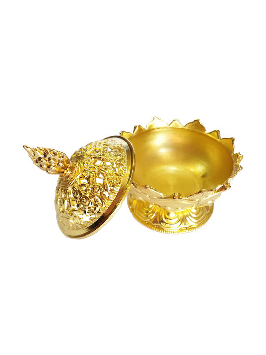 Aromatizator de rezină metalică și tămâie cu arzător de lotus aurit