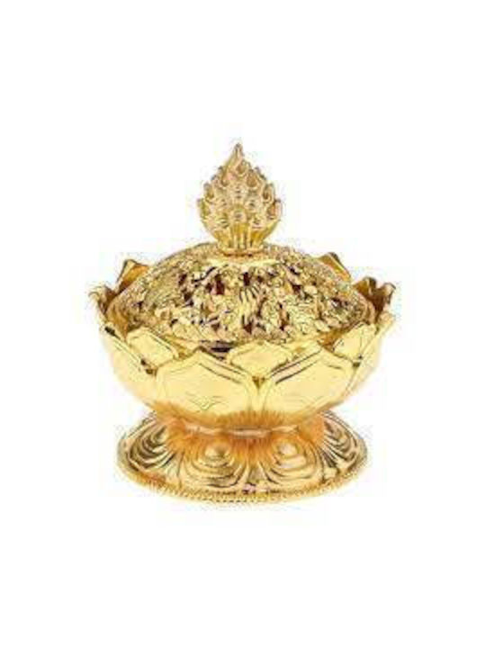 Aromatizator de rezină metalică și tămâie cu arzător de lotus aurit