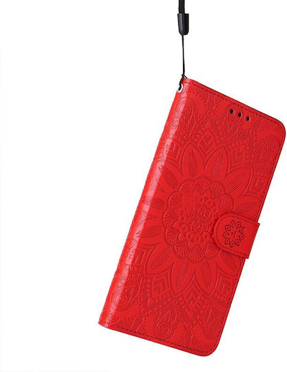 Embossed Sunflower Wallet Red (Honor 200 Lite 5G)