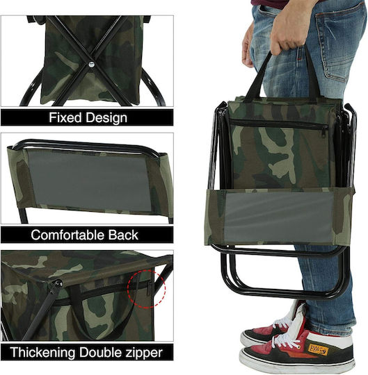 Folding Fishing Chair Zola Thermal Bag Backrest Carrying Handles Army Model