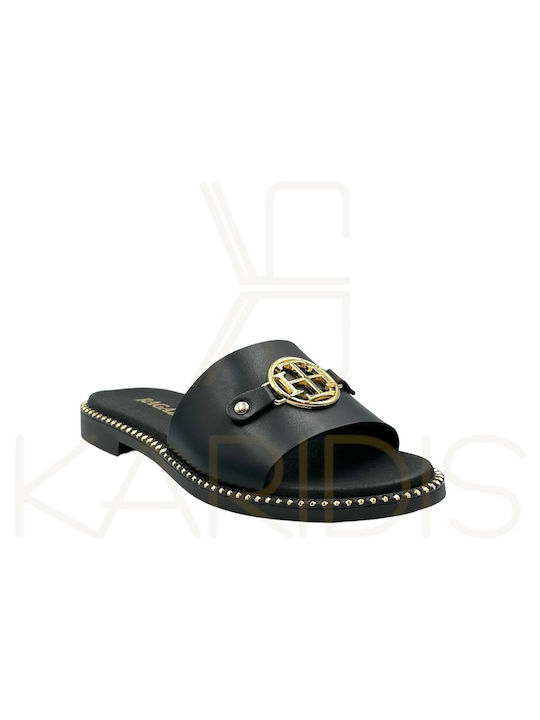 Ragazza Leder Damen Flache Sandalen in Schwarz Farbe