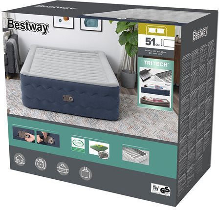 Bestway Φουσκωτό Στρώμα Ύπνου Διπλό με Ενσωματωμένη Ηλεκτρική Αντλία 203x152x51εκ.