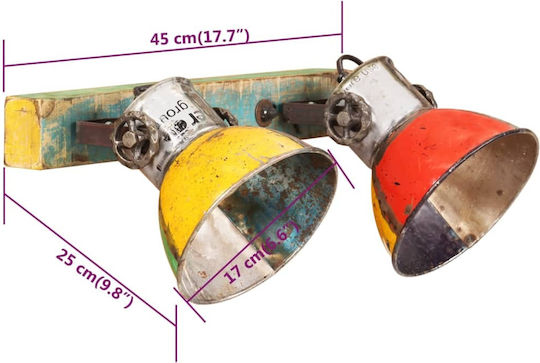 vidaXL Industrial Φωτιστικό Τοίχου με Ντουί E27 Πολύχρωμο 45x25εκ.