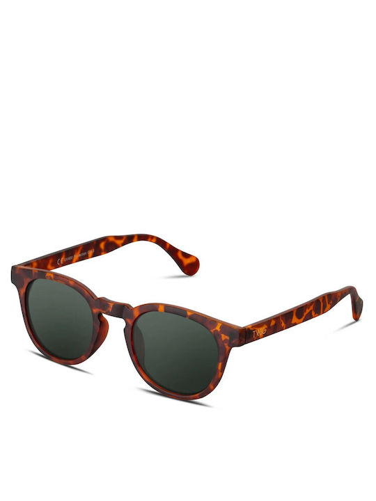 Twig Verne Unisex Sunglasses with Brown Tartaruga Plastic Frame and Green Lens VRN03