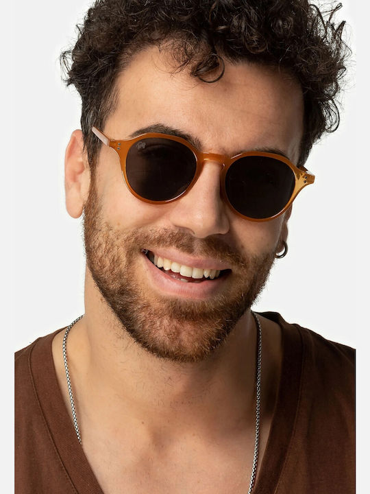 Twig Langevin Unisex Sunglasses with Orange Plastic Frame and Gray Lens LAS04