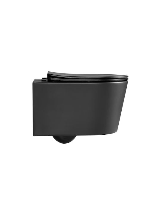Swiss Aqua Technologies Brevis Wandhängende Toilette Randlos mit Deckel Sanftes Schließen Schwarz