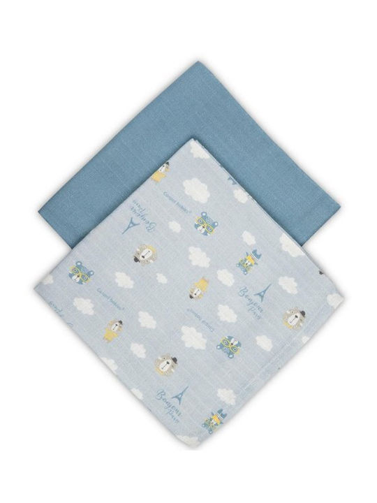 Canpol Babies Muslin Changing Pads Modrá Blue 70x70cm. 2pcs