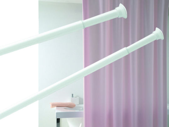 Telescopic Straight Shower Curtain Rod Aluminium White Ø25mm 125-220cm