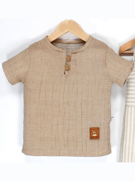 Trendy Shop Kinder Set mit Hose Sommer 2Stück beige