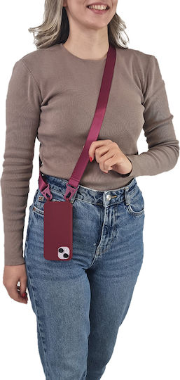 Sonique Strap Back Cover Silicon 0.5mm cu Curea Burgundy (Redmi A3)