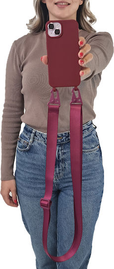 Sonique Strap Back Cover Silicon 0.5mm cu Curea Burgundy (Redmi A3)