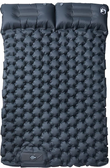 vidaXL Saltea Auto-Umflare Dublă Pentru Camping 195x130cm Grosime 8.5cm Gri