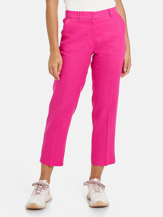 Gerry Weber Women's High Waist Linen Capri Trousers PINK