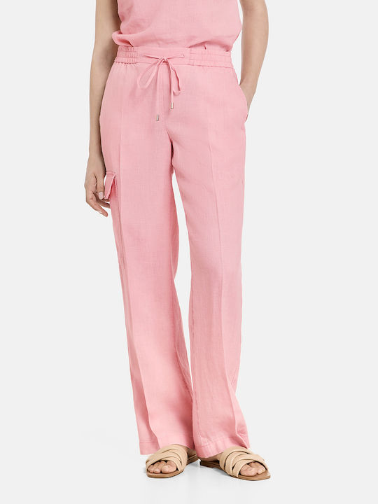 Gerry Weber Women's Linen Trousers with Elastic PINK