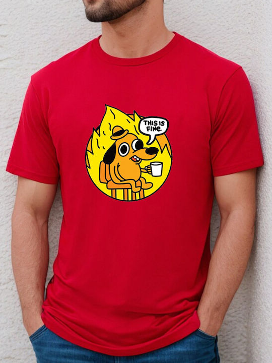 Fruit of the Loom Original Μπλούζα Κόκκινη Βαμβακερή this is fine