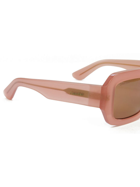 Calvin Klein Women's Sunglasses with Pink Plastic Frame and Brown Lens CK24511S 835