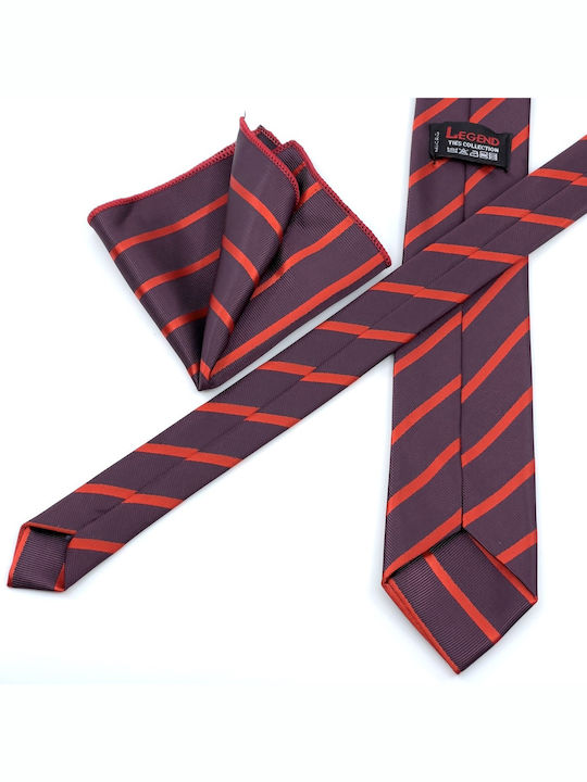 Legend Accessories Σετ Ανδρικής Γραβάτας Μεταξωτή με Σχέδια σε Μπορντό Χρώμα