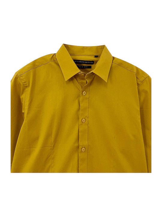 Langärmlig Baumwolle Hemd Mustard