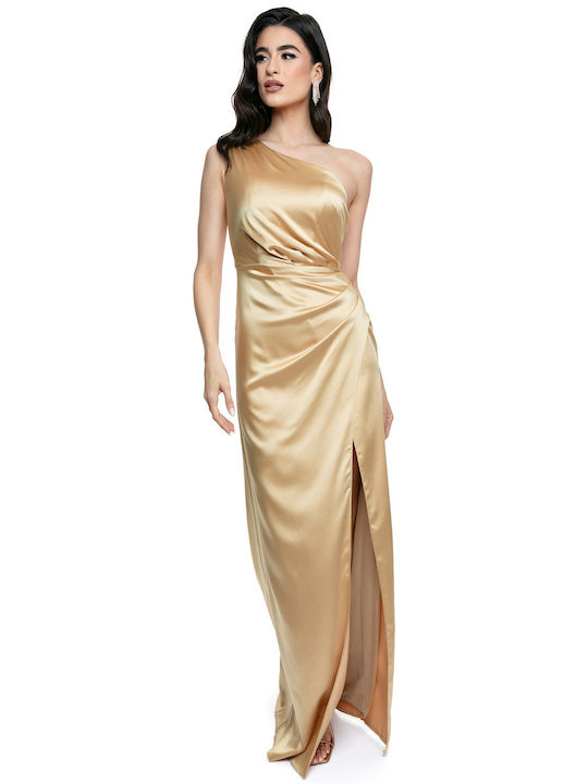 RichgirlBoudoir Summer Maxi Dress for Wedding / Baptism Satin Gold