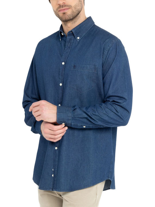 Cu mânecă lungă Denim Cămașă Navy