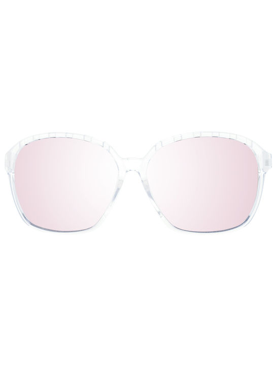 Adidas Women's Sunglasses with Transparent Plastic Frame and Pink Lens SP0013 26G