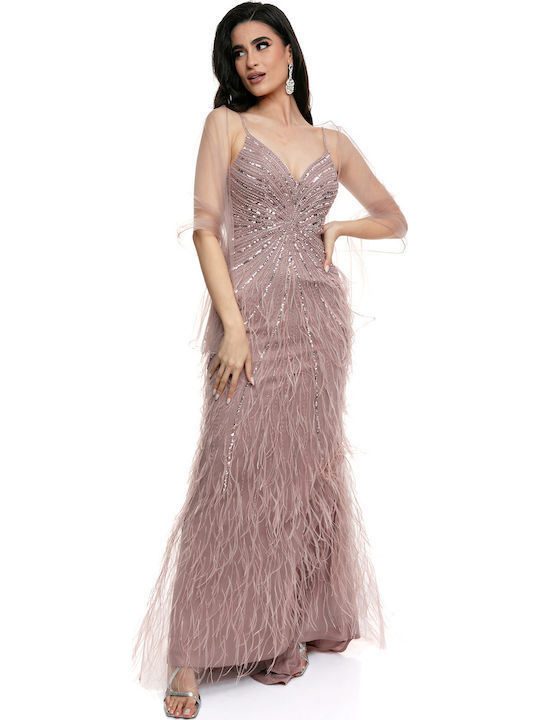 Rochie Maxi de Vară pentru Nuntă Botez Culoare Full Face Roz