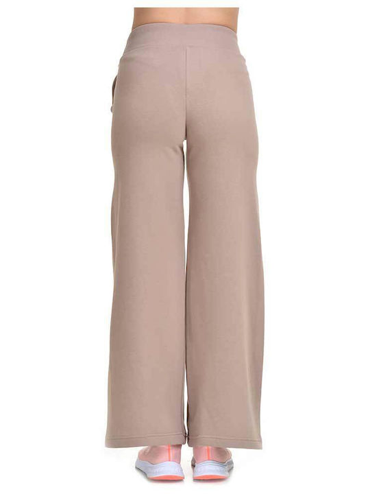 Women's High Rise Fabric Trousers Beige