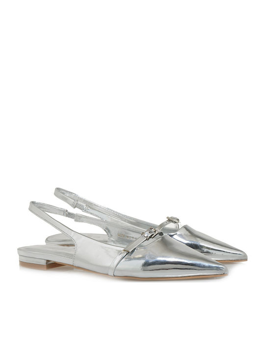 Γυναικείες Μπαλαρίνες Slingback σε Ασημί Χρώμα