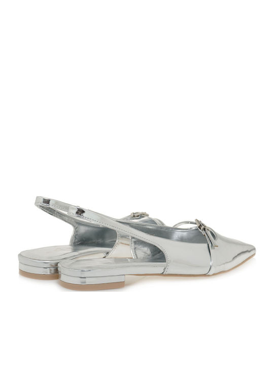 Γυναικείες Μπαλαρίνες Slingback σε Ασημί Χρώμα