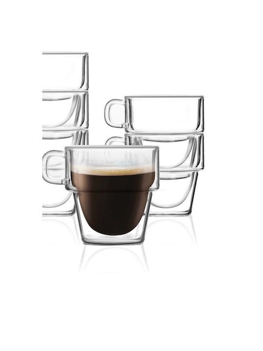 Vialli Design Satz Tassen Espresso Glas Transparente 150ml 6 Stück