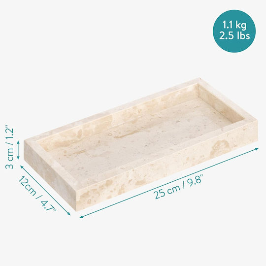 Navaris Dreptunghiular Tavă de Servire cu Mânere în Culoare Bej 25x12x3cm 60970.01 1buc