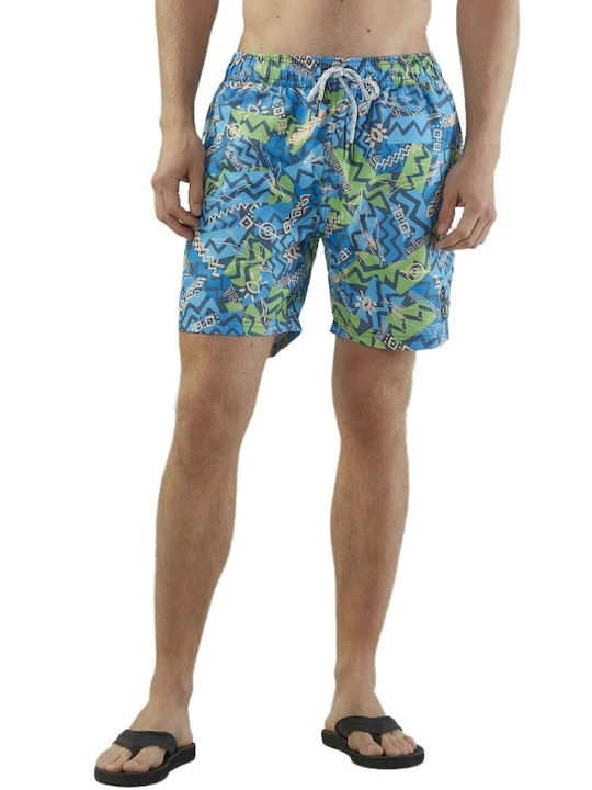 Surf Tribe Men's Swimwear Shorts Blue with Patterns