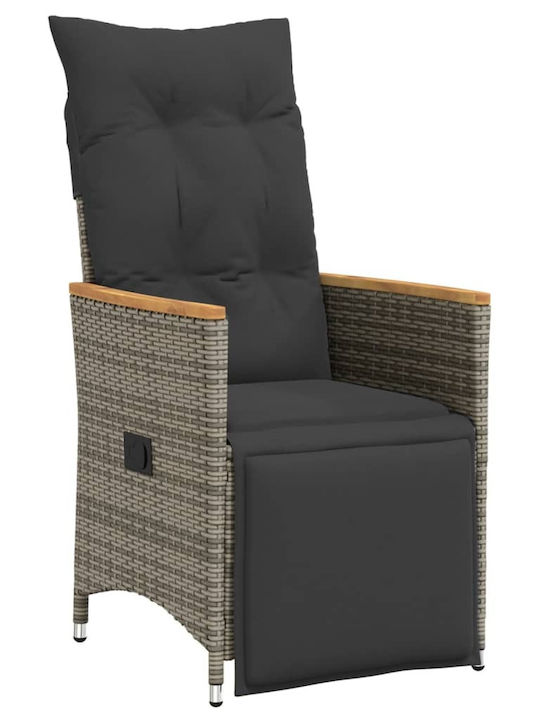 Outdoor Chair Rattan Grey with Cushion 2pcs 49x50.5x72cm