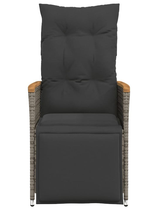 Outdoor Chair Rattan Grey with Cushion 2pcs 49x50.5x72cm