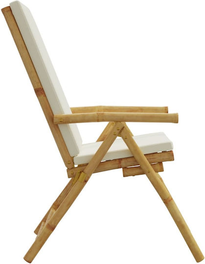 Outdoor-Stuhl Bamboo Cream mit Kissen 2Stück 77x55x99εκ.