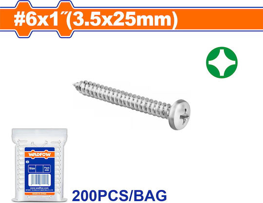 Wadfow Blechschraube Kreuzschlitz Verzinkt mit Durchmesser M3.5 und Länge 25mm 200Stück