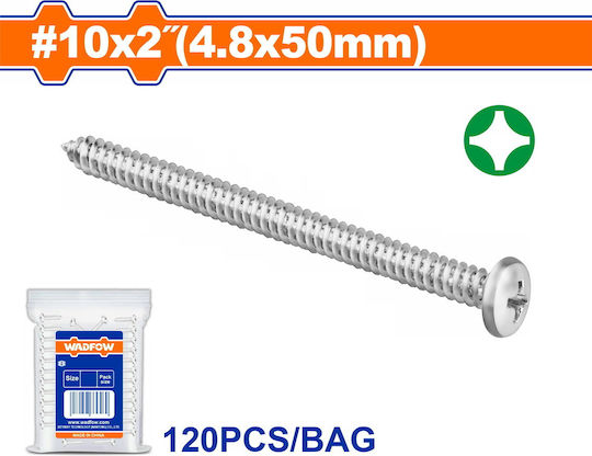 Wadfow Sheet Metal Screw Phillips Galvanized with Diameter M4.8 and Length 50mm 120pcs