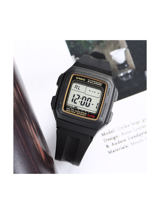 Casio Classic Ψηφιακό Ανδρικό Ρολόι 34mm Μπαταρίας με Μαύρο Καουτσούκ Λουράκι