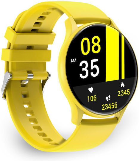 Ksix Core Aluminium Smartwatch with Heart Rate Monitor (Yellow)