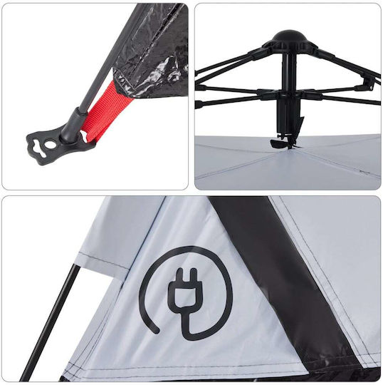 vidaXL Camping Tent Igloo White for 3 People 370x180x116cm