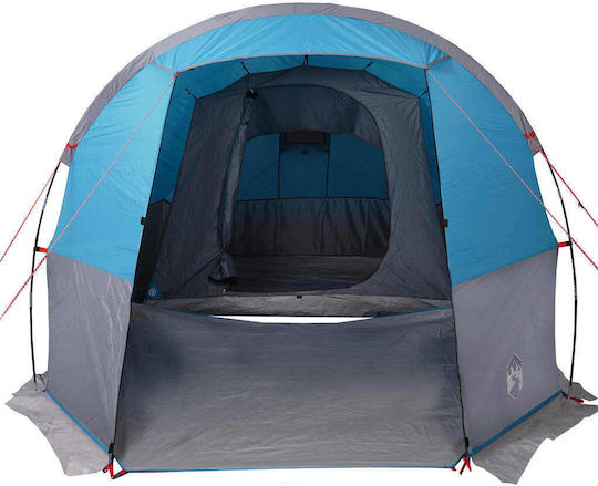 vidaXL Палатка За Къмпинг Тунел Синя За 4 Хора 455x265x194см
