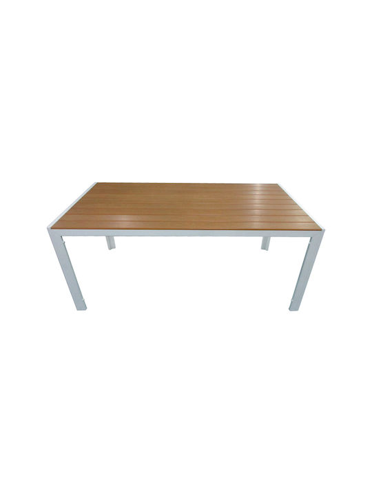 Τραπέζι Εξωτερικού Χώρου Polywood με Σκελετό Αλουμινίου Nares Λευκό / Φυσικό 180x90x72.5εκ.