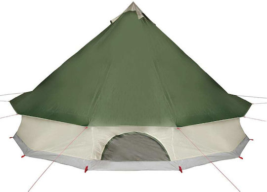 vidaXL Camping Tent Teepee Green for 8 People 410x410x250cm