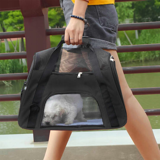 Umhängetasche für Hunde / Katzen bis 8kg Schwarz L50xB30xH25cm.