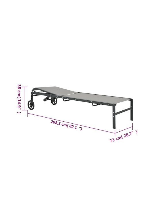 Liegestuhl Metallisch Gray mit Tisch 2Stück 208.5x73x38cm.