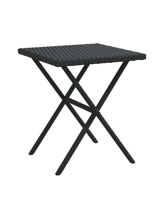 Deckchair Rattan with Cushion Black with Table 2pcs 199x55x42cm.