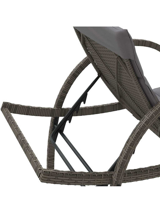 Deckchair Rattan with Cushion Gray with Table 2pcs 109x55x42cm.